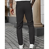 abordables Delgado-Hombre pantalones de traje Pantalones Chinos Bolsillo Botones Plano Comodidad Formal Fiesta Trabajo Moda Estilo clásico Negro Blanco Microelástico