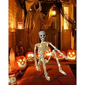 economico Halloween all&#039;Aperto-1 pezzo da 90 cm/35 pollici di Halloween, modello di scheletro luminoso attivo con articolazioni, appeso in piedi, seduto, sdraiato, luce calda, scatola per batterie AA, luci decorative horror e