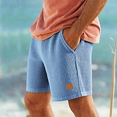 baratos Calções Estilo Casual-Homens Calções Waffle Calção Shorts de verão Shorts casuais Bolsos Cintura elástica Com Cordão Tecido Conforto Respirável Curto Ao ar livre Férias Desporto Casual Preto Branco