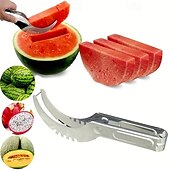 billige Kjøkkenutstyr og -redskap-Rustfri vannmelonskiver hurtig fruktkutterverktøy multifunksjonell vannmelonkniv i rustfritt stål melonskjærer fruktdeler kjøkkenutstyr for cantaloupe honningdegg ananas