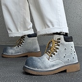 abordables Bottes de randonnée-Bottines à lacets en daim vert pour homme – chaussures de travail vintage pour l&#039;extérieur, idéales pour la randonnée automnale, le jardinage et le quotidien