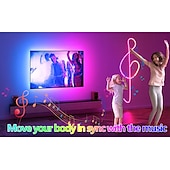 abordables Lampes encastrées led-Bande lumineuse LED pour téléviseur, rétroéclairage LED de 5 m, pour téléviseur de 45 à 75 pouces, synchronisation musicale avec fonction Bluetooth - Bande lumineuse RVB à changement de couleur pour