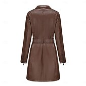cheap Winter Coats-Women&#039;s Coat Windproof Comfortable Pocket Full Zip Fashion Street Style Plain Outdoor Casual Daily Long Turndown Regular Fit Long Sleeve Outerwear Black Burgundy Camel Fall Winter
