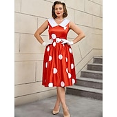 levne Šaty-Retro 50. léta Rockabilly Polední Šaty na šaty Flare šaty Větší velikosti S páskem Puntíky A-Linie Dámské Dovolená Čajový dýchánek Retro tematická párty Dospělé Šaty Pásek Jaro léto