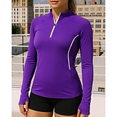 economico Felpa &amp; Sweatshirt-Per donna Maglietta da ginnastica Camicie a maniche lunghe Cerniera a un quarto Manica Lunga Top Athleisure Autunno Asciugatura Rapida Traspirante All&#039;aperto Corsa Yoga abbigliamento sportivo