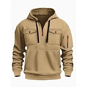 preiswerte Basic-Hoodies für Herren-Herren Kapuzensweatshirt Viertelreißverschluss Kapuzensweatshirt Schwarz Armeegrün Marineblau Khaki Hellgrau Mit Kapuze Einfach Tasche Kordelzug Sport &amp; Outdoor Täglich Ferien Polyester Streetwear
