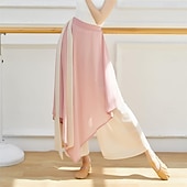 baratos Roupa de Dança Latina-leggings com saia para mulheres, calças de ioga, leggings elásticas para dança de balé, meia-calça de chiffon com saia para balé latino, salsa e tango