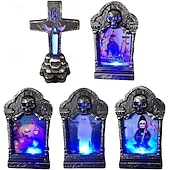 billige Dekorative lys-3/6 stk halloween led kirkegård gravsteiner halloween gravstein lys hodeskalle kirkegård lampe halloween dekor halloween hage gravstein skummel hjemsøkt hus dekorasjon