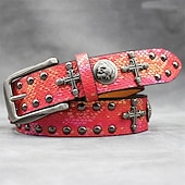 Недорогие Мужские ремни-Муж. ремень Автоматическая пряжка Быстрый выпуск Кожа PU Сплав Винтаж Прочный Регулируется Крест Черепа Синий Серебряный на открытом воздухе Повседневные Пояс на талию