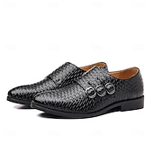 economico Formale-scarpe da uomo con triplo cinturino in similpelle intrecciata e testurizzata – design con fibbia unica per uomini alla moda, banchetti e ricevimenti serali