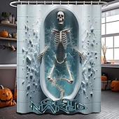 levne Halloween koupel-Halloweenský sprchový závěs s háčky, polyesterový, pratelný, voděodolný, vzorovaný, koupelnová vana, dekorace