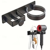 preiswerte Aufbewahrung &amp; Organisation-Wandmontierter Organizer für Haarwerkzeuge, Badezimmer-Aufbewahrungshalter ohne Bohren für Haartrockner und Glätteisen &amp;Lockenstab, leichter 300 g Haar-Accessoire-Ständer mit Handtuchhaken, passt zu