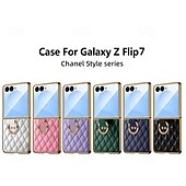 levne Pouzdra pro Samsung-telefon Carcasă Pro Samsung Galaxy Z Flip 7 Z Flip 6 Z Flip 5 Z Flip 4 Z Flip 3 Zadní kryt Prstencová spona Nárazuvzdorné Retro TPU PU kůže