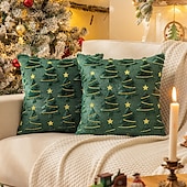 abordables Taies d&#039;Oreiller-1 housse de coussin de Noël, style bohème décontracté, fermeture éclair carrée, classique et traditionnel