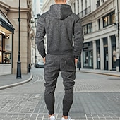 economico Tute basic-Per uomo Tuta da Ginnastica Set di abiti Set di felpe con cappuccio Felpa con Cappuccio All&#039;aperto Quotidiano Sportivo Con zip Tasca Coulisse Semplice Rosso bordeaux Blu Grigio chiaro Poliestere