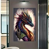 economico Stampe animali-Poster artistico su tela con drago colorato, senza cornice, decorazione moderna per pareti di soggiorno e camera da letto