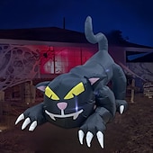 economico Piscine per bambini-Decorazione per esterni gonfiabile di Halloween con testa di gatto nero in movimento, decorazioni per feste all&#039;aperto