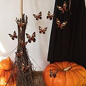 olcso Halloween-Halloween 3D csontváz pillangó faldekoráció - 12 db py3041 matrica háttérként