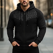 baratos hoodies básicos dos homens-Homens Moletom Full Zip Hoodie Moletom com capuz Preto Vermelho Azul Cinzento Com Capuz Tecido Patchwork Desportos e Ar livre Casual Diário Roupa de rua Legal Roupa de Esporte Primavera &amp; Outono Roupa