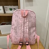 preiswerte College-Rucksäcke-Ästhetischer Canvas-Rucksack für Damen mit Bambus-Print – leichte Schultasche für Teenager und Studentinnen