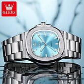 abordables Montres à quartz-OLEVS Femmes Hommes Montre à quartz Luxe Grand cadran Mode Affaires Lumineux Calendrier IMPERMÉABLE Bracelet en acier inoxydable Suivre