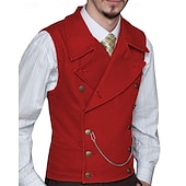 abordables Chalecos-Hombre Chaleco Vacaciones Fiesta Negocio Moda Casual Primavera Otoño Bolsillo Botones Poliéster Cómodo Plano Botonadura Doble Diseño Ajuste regular Plata Negro Blanco Vino Chaleco