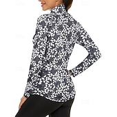 Χαμηλού Κόστους Γυναικείο πουκάμισο-Γυναικεία Άνθινο Φανέλα POLO Πουκάμισο τένις Μακρυμάνικο Στάμπα Τρίμηνο φερμουάρ Pullover Προστασία UV Ελαστικό Αναπνέει Τέννις Γκολφ Pickleball Γιακά με φερμουάρ Πουκάμισο Polo Ροζ Μπλε Γκρίζο