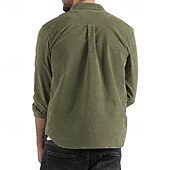 cheap Men&#039;s Jackets &amp; Coats-Men&#039;s Shirt Jacket Corduroy Jacket Casual Jacket Shacket Vacation Daily Breathable Pocket Spring Fall Plain Fashion Classic Lapel Regular Black Navy Blue Brown Army Green Dark Gray Jacket