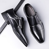 abordables Officiel-Chaussures habillées en cuir à double boucle pour homme – élégantes chaussures de soirée marron pour mariages, tenues de bureau et cérémonies