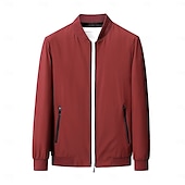 economico Capispalla Elite da Uomo-Per uomo Giacca Leggera Allenamento All&#039;aperto Antivento Con zip Tasca Primavera Autunno Tinta unica Elegante Vacanza Colletto Mao Nero Rosso scuro Blu marino Cachi Giacca