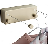 baratos Ganchos e Acessórios-Varal retrátil para roupas, varal retrátil para secar roupas internas sem furadeira, corda de roupa dobrável invisível de parede, fio de aço para varanda e uso doméstico