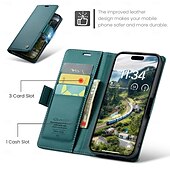 levne Pouzdra pro iPhone-telefon Carcasă Pro Apple AirTag iPhone 16 15 14 Pro Max Plus iPhone 16e Flip Cover Ochrana celého těla Stojánek Slot pro kartu TPU PU kůže