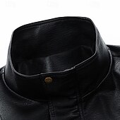 abordables Veste en simili-cuir-Homme Veste en Similicuir Veste moto Blouson de Moto Vacances Quotidien Coupe-vent Chaud Avec Poches Automne Hiver Uni Mode Classique Col montant Régulier Noir Jaune Gris Veste