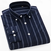 economico camicie oxford da uomo-Per uomo Camicia Camicia elegante Camicia button-down Camicia Oxford Camicia a righe A righe Abbigliamento quotidiano Abbigliamento Aziendale Rosa chiaro Giallo Blu marino scuro Blu Manica Lunga