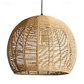 cheap Pendant Lights-Hemp Rope Chandelier-Kitchen Island 1-Light Bohemian Modern Woven Rattan/Pendant Light Fixtures LED Pendant Farmhouse Coastal Hanging Lights for Restaurant Tearoom Bedroom Living Room Cafe