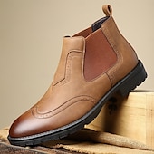 abordables Bottes de Chelsea-Homme Bottes Bottes Chelsea Marche ancien Occasionnel Britannique Cuir PU Confortable Antidérapant Chaud Bottines Mocassin Noir Marron Kaki Automne Hiver