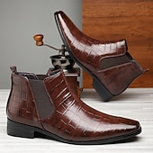 baratos Botas do Chelsea-Homens Botas Botas Chelsea Caminhada Vintage Casual Pele PU Confortável Antiderrapante Quente Mocassim Vinho Preto Outono Inverno