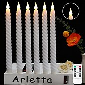 abordables Luces de velas-6 velas electrónicas de 25,5 cm con hilo giratorio para Halloween y Navidad, con varilla larga LED, ideal para interiores y exteriores, para restaurantes, fiestas, bodas, ambientes decorativos, con