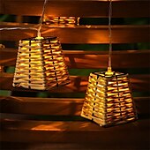 cheap LED String Lights-Rattan Decorative String Lights Boho String Lights with 20 Mini Bulbs  Weatherproof Lantern Style Patio Lights for Indoor/Outdoor Home Decor Pergola Porch Party and Backyard