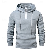 economico felpe con cappuccio da uomo di base-Per uomo Felpa con cappuccio Felpa con cappuccio e zip corta Aalbicocca Nero Vino Blu marino Verde scuro Con Cappuccio Semplice Coulisse Zip a un quarto Sport &amp; Outdoor Quotidiano Ferie Poliestere