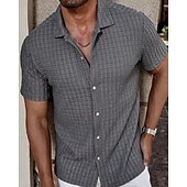 economico camicia da uomo con bottoni-Per uomo Camicia Camicia Estiva Camicia casual Camicia da Spiaggia Camicia con Bottoni Marrone Scuro Nero Bianco Verde chiaro Blu Manica Corta Semplice Bavero Vacanza Camicia hawaiana Abbigliamento