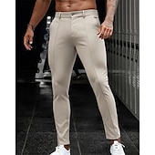 preiswerte Schlank-Herren Anzughose Slim Fit Hose Chinos Tasche Knöpfe Einfach Komfort Formell Party Arbeit Mode Klassicher Stil Schwarz Dunkelblau Mikroelastisch
