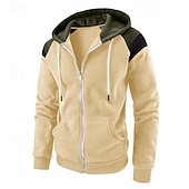economico felpe in pile-Per uomo Felpa con cappuccio Felpa con cappuccio a zip intera Felpa con cappuccio in pile Nero Rosso Blu marino Beige Grigio Con Cappuccio Semplice Patchwork Blocco di colore Sport &amp; Outdoor Casuale