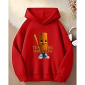 baratos Menino 3D Esportes &amp; Jogo-Moletom com capuz gráfico 3D Tung Tung para meninos, manga comprida, moda primavera/outono, moda urbana, crianças de 4 a 12 anos, com capuz, casual, para atividades ao ar livre, ajuste regular