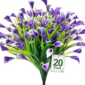 economico Piante e Fiori Artificiali-Confezione da 20 gigli artificiali Kara da esterno, fiori finti in plastica con protezione UV per giardino, veranda, cortile, ufficio, cornice di finestre, scrivania e decorazione per la casa –