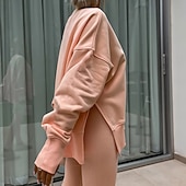 levne teplákové soupravy-Dámské Tepláková souprava Mikina s kapucí Legíny na běhání Rozparek Jednobarevné Celotělové oblečení Jaro Podzim Černá Růžová Tělocvična Výcivk Běh Vysoký pas Větruvzdorné Lehká váha Odvod vlhkosti