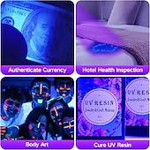 baratos Luzes de trabalho-Lanterna UV com luz negra, detector de urina para animais de estimação com luz negra de 51 LEDs para urina de cães/gatos, manchas secas, percevejos, cura com resina, localizador de escorpiões