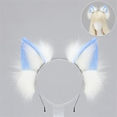 economico Accessori per acconciature-Fascia con orecchie da lupo realistiche – orecchie da volpe e lupo lolita fatte a mano per cosplay, stile kc, feste, convention e accessori per giochi di ruolo