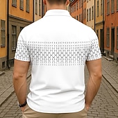 ieftine Polo geometric pentru bărbați-Bărbați Polo Afaceri Casual Răsfrânt Manșon scurt Geometric Nasturi Vară Negru Alb Albastru Gri Deschis Polo