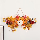décoration d'automne d'Halloween feuilles d'érable &Décoration de citrouille suspendue, nouvelle décoration murale de fête des récoltes, étiquettes de décoration de vacances pour Halloween, abordables Couronnes d'Halloween et Décorations Florales-décoration d'automne d'Halloween feuilles d'érable &Décoration de citrouille suspendue, nouvelle décoration murale de fête des récoltes, étiquettes de décoration de vacances pour Halloween,